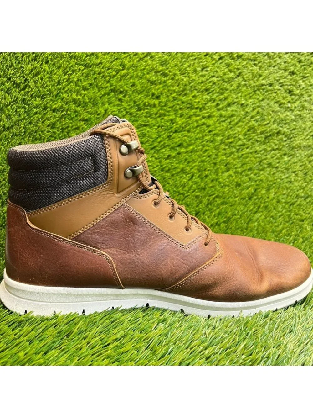 Timberland Graydon High Mens Size 13 Brown White Leather Casual Sneaker Boots